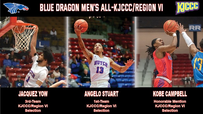 (From left to right): Jacquez Yow, Angelo Stuart and Kobe Campbell were named to the all-KJCCC/Region VI postseason teams on Tuesday.
