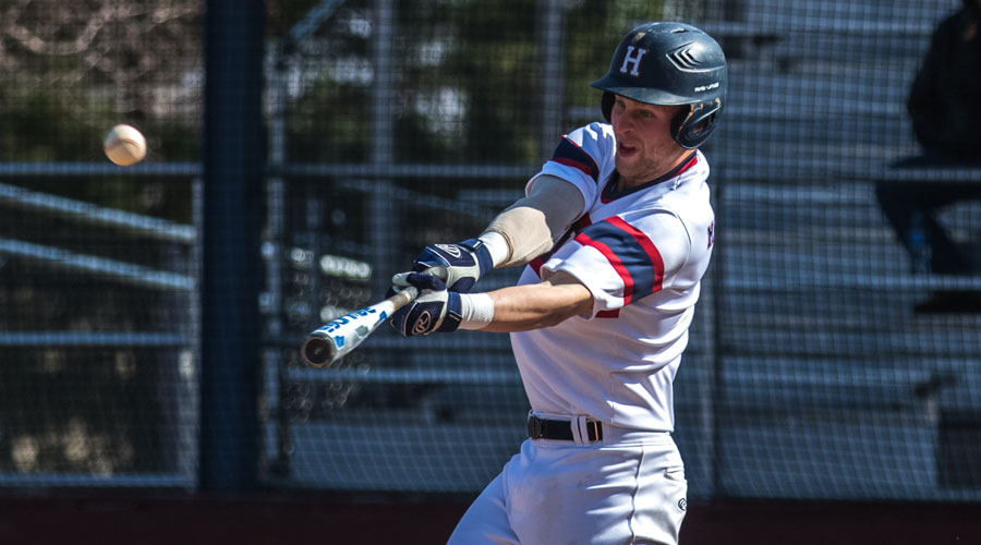 Bobby Morgensen had three hits including a triple, as the No. 7 Blue Dragons defeated Independence 19-12 on Sunday in the home opener at Hobart-Detter Field. (Allie Schweizer/Blue Dragon Sports Information)