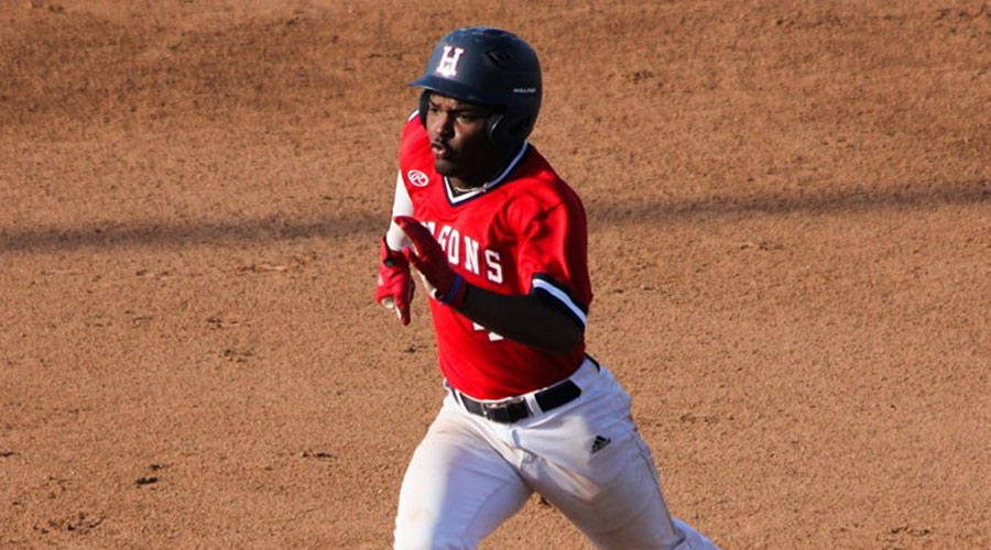 Jeremiah Ceasar had three hits each in two Blue Dragon Baseball victories over the Sterling College JV on Thursday at Hobart-Detter Field. (Bre Rogers/Blue Dragon Sports Information)