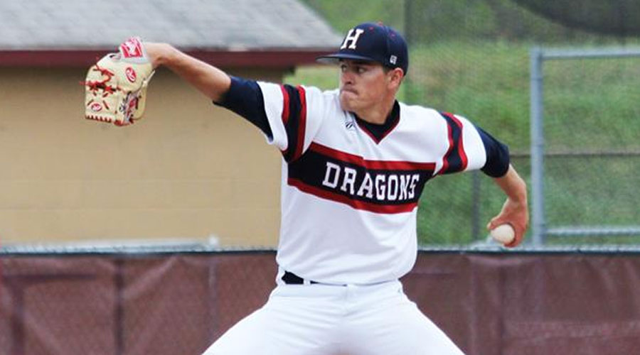 Brian Skillman works six clutch innings in a spot start as the Blue Dragons rally for a split with Cloud County on Friday, winning Game 2 6-3 after dropping the opener 9-7 on Thursday. (Bre Rogers/Blue Dragon Sports Information)