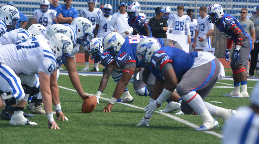 The Blue Dragon Football Team opens the 2017 Football Season at Noon Saturday at Gowans Stadium against the Coffeyville Red Ravens. (Andrew Carpenter/HCC Sports Information)