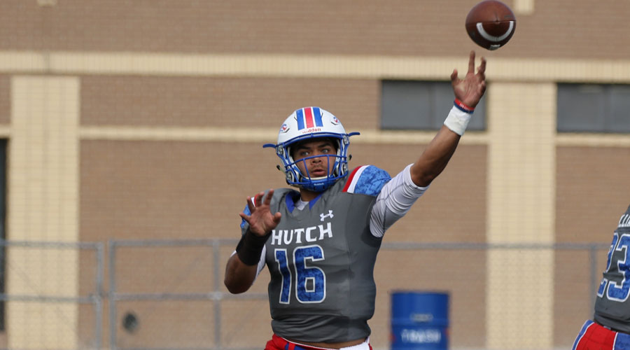 Quarterback Eric Forrest threw for three touchdown passes as the No. 20 Blue Dragons defeated Iowa Central 42-14 on Saturday at Gowans Stadium. (Joel Powers/Blue Dragon Sports Information)