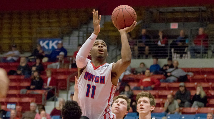 J.J. Rhymes scored 28 points and reached the 1,000 career-point mark in the No. 12 Blue Dragons' 104-84 victory over Pratt on Wednesday at the Sports Arena. (Allie Schweizer/Blue Dragon Sports Information)