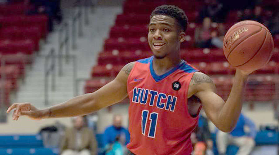 J.J. Rhymes scored 21 points, 12 in the second half, to lead the No. 1 Blue Dragons to a 76-69 Jayhawk Conference victory over Seward County on Saturday in Liberal (Allie Schweizer/Blue Dragon Sports Information)