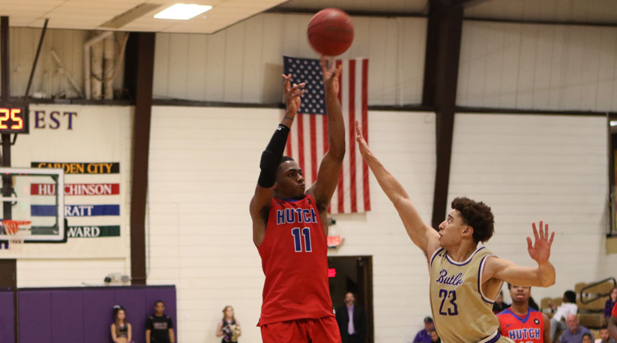 J.J. Rhymes scored a career-high 41 points and led the Blue Dragon men to rally from 26 points down in the first half in an 82-81 victory over Butler on Wednesday in El Dorado. (Joel Powers/Blue Dragon Sports Information)