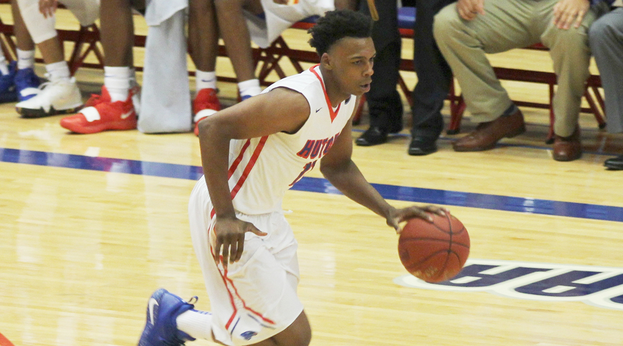 Malique Jacobs was one of five Blue Dragons in double figures in No. 9 Hutchinson's 88-55 win over Murray State on Friday in El Dorado (Casey Bailey/Blue Dragon Sports Information)