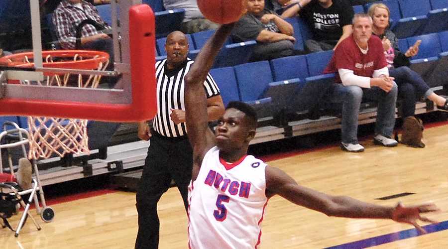 Fred Odhiambo scored a career-high 15 points in No. 14 Hutchinson's 102-86 victory on Saturday at Allen.