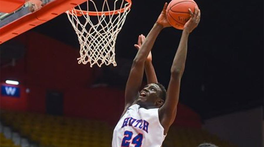 Majok Kuath had career highs of 34 points and 15 rebounds, but the Blue Dragons fell to Cowley 84-83 on Saturday in Arkansas City. (Nathan Addis/Blue Dragon Sports Information)