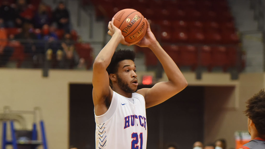 Another huge game by Matt Mayers - 35 points, 13 rebounds - powers the Blue Dragon men into a first-place tie in the Jayhawk West with a 102-95 victory over Dodge City on Monday night at the Sports Arena. (Garrett Reihs/Blue Dragon Sports Information)