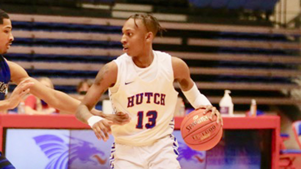 Josh Baker scores a career-high 31 points, including two game-tying free throws with 9.1 seconds left in regulation and a dagger 3-pointer in overtime as No. 25 Hutchinson defeats Dodge City 100-89 on Monday Night in Dodge City. (Photo by Bob Hunter)