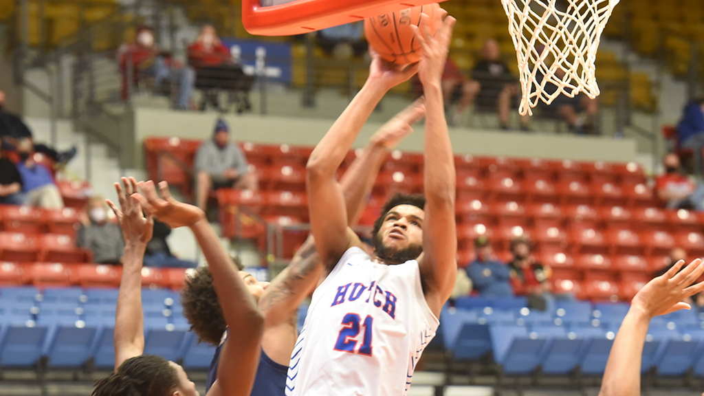 Matt Mayers scored 20 of his team-high 26 points in a dominant first half as the Blue Dragons defeated Independence 93-74 in the quarterfinals of the Region VI Tournament on Wednesday at the Sports Arena. (Garrett Riehs/Blue Dragon Sports Information)