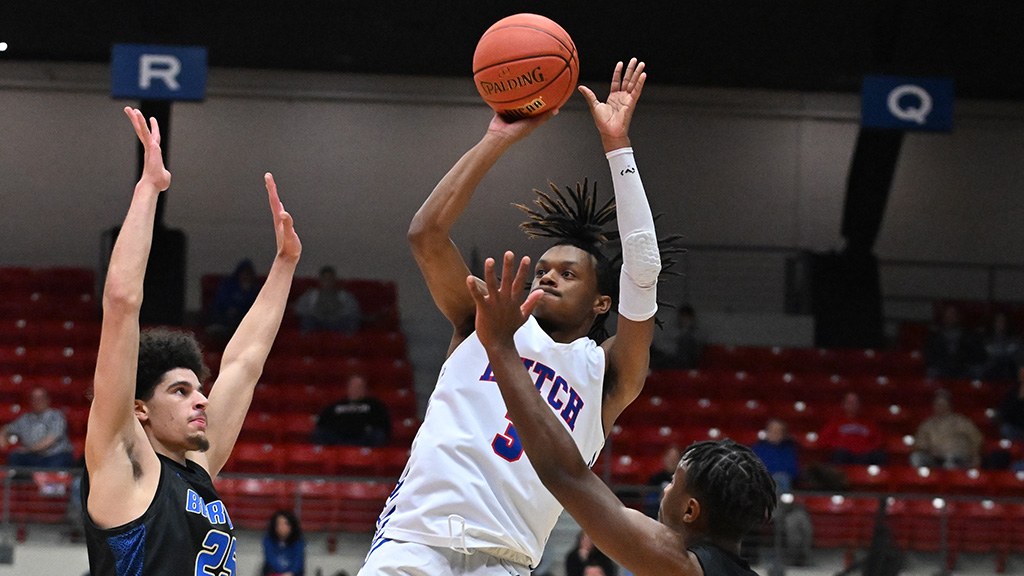 J.P. Ricks scores a career-high 22 points, but the No. 14 Blue Dragons fall to No. 6 Barton 102-80 on Wednesday night at the Sports Arena. (Andrew Carpenter/Blue Dragon Sports Information)