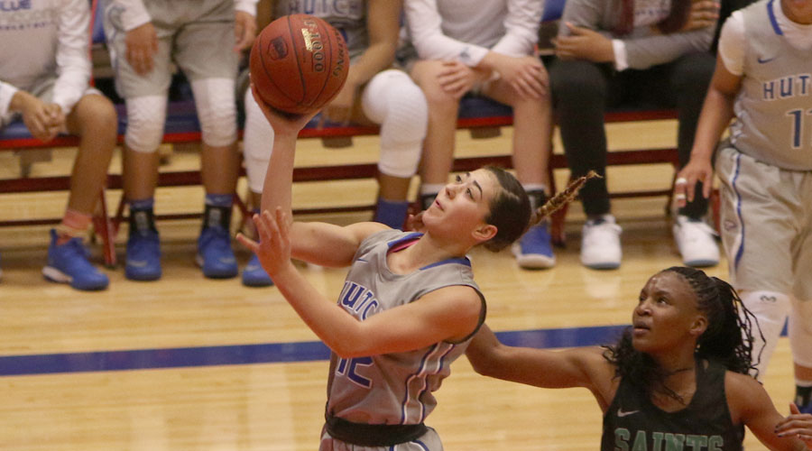 Tia Bradshaw scored 10 points in No. 17 Hutchinson's 62-49 loss to No. 13 Seward County on Wednesday at the Sports Arena. (Joel Powers/Blue Dragon Sports Information)