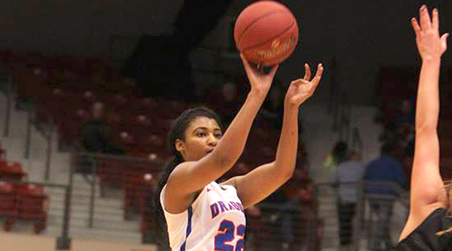 DejaNae Roebuck scored a career-high 24 points in a 61-52 loss to San Jacinto in the opening-round of the NJCAA Women's Tournament on Monday in Lubbock, Texas. (Allie Schweizer/Blue Dragon Sports Information)