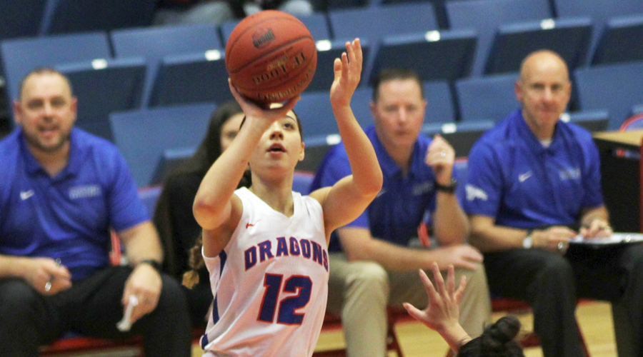 Tia Bradshaw was 1 of 3 Blue Dragons to score in double figures in Hutchinson's 82-57 win over NEO on Saturday in Great Bend.