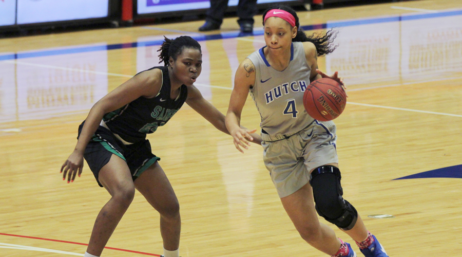 Tijuana Kimbro and the No. 3 Blue Dragon women suffer their first loss after a 70-54 setback to No. 8 Seward County on Saturday at the Sports Arena. (Bre Rogers/Blue Dragon Sports Information)