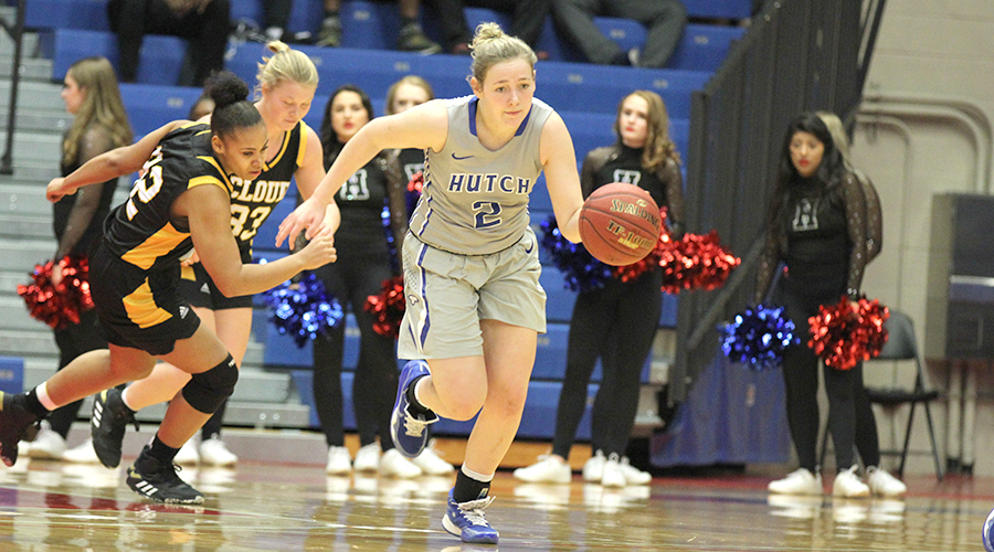 Abby Ogle has a game-high 20 points to lead the No. 7 Blue Dragon women to a 101-35 victory over Cloud County on Wednesday at the Sports Arena. (Bre Rogers/Blue Dragon Sports Information)