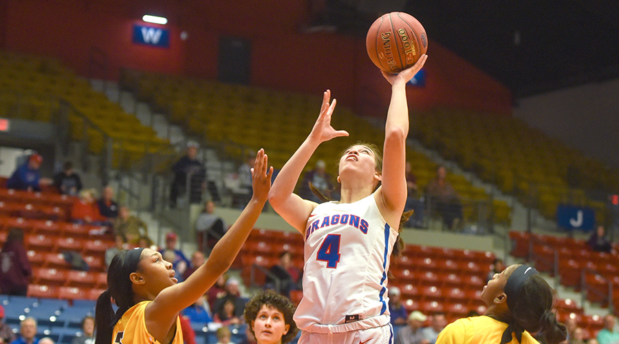 Brooklyn Betham scores a career-high 26 points to lead No. 6 Hutchinson to a 103-61 win over Garden City on Saturday at the Sports Arena. (Nathan Addis/Blue Dragon Sports Information)