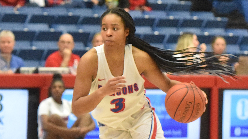 Kalyn Ervin had career highs of 27 points and 5 3-pointers to lead the Blue Dragons women to an 83-56 KJCCC road win on Saturday at Pratt. (Sammi Carpenter/Blue Dragon Sports Information)