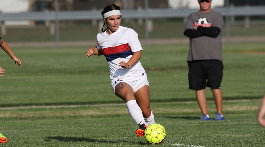 Mikayla Moresco was the only goal scorer in a 1-1 Blue Dragon Women's Soccer tie at Barton on Wednesday. (Joel Powers/Blue Dragon Sports Information)