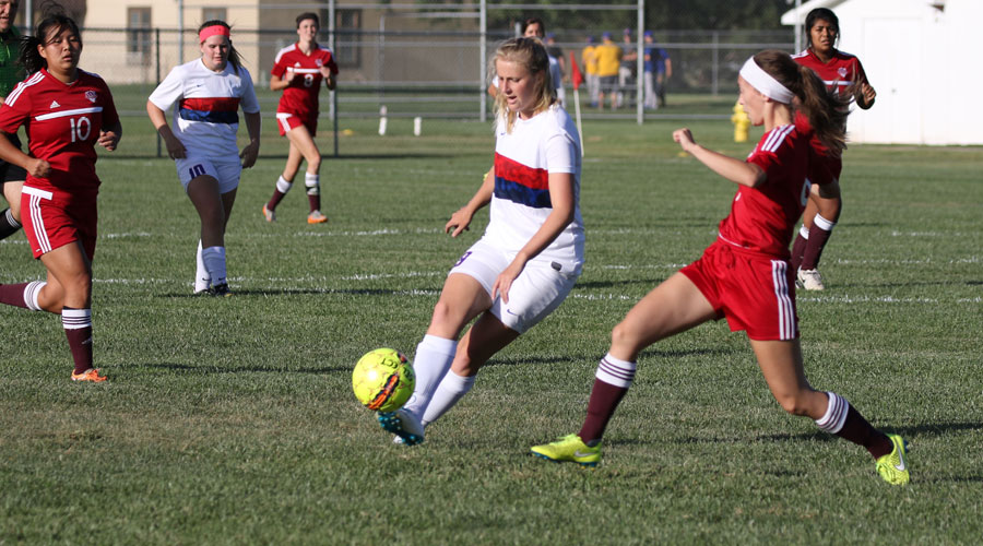 Sheena Nichol had a goal and three assists to lead the Blue Dragon Women's Soccer team to an 8-0 victory over Dodge City on Wednesday in Dodge City. (Joel Powers/Blue Dragon Sports Information)