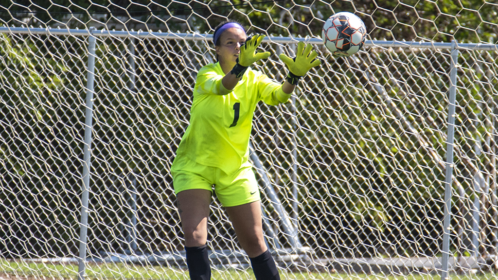 Goalkeeper Olivia Felix-Cardona made two huge saves in the first half to lead the Blue Dragon women's soccer team to a 2-0 Jayhawk West victory over Garden City on Wednesday at Garden City (Andrew Carpenter/Blue Dragon Sports Information)