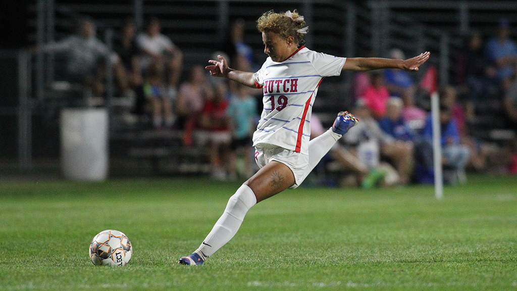 Jayda Wyatt scored two goals to lead the No. 10-ranked Blue Dragon women's soccer team to a 6-1 victory over Coffeyville on Wednesday at the Salthawk Sports Complex. (Billy Watson/Blue Dragon Sports Information)