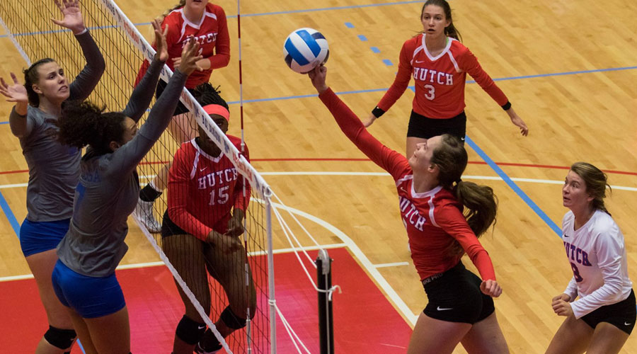 Page Hiebert had 17 kills vs. Blinn and 26 vs. Navarro on Saturday in a pair of tight losses at the TJC Invitational in Tyler, Texas (Allie Schweizer/Blue Dragon Sports Information)