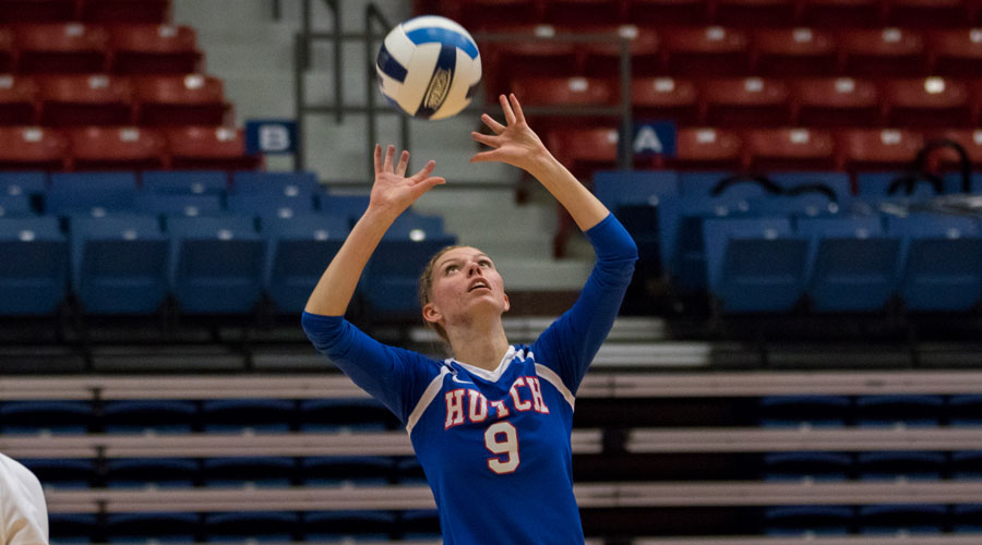 Cassidy Crites had six kills on .600 hitting, 14 assists and nine digs in the Blue Dragons' 3-0 victory over Colby on Wednesday at the Sports Arena. (Allie Schweizer/Blue Dragon Sports Information)