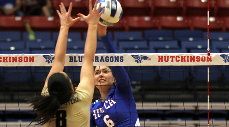 Elena Takova had a combined 27 kills in two matches on Saturday, but the Blue Dragons drop a pair of matches at the Allen Samuels/Blue Dragon Volleyball Classic at the Sports Arena. (Bre Rogers/Blue Dragon Sports Information)