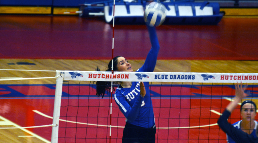 Elena Takova had 18 kills in a four-set win over Hill College on Friday as Hutchinson competed in the TJC Invitational in Tyler, Texas (Bre Rogers/Blue Dragon Sports Information)