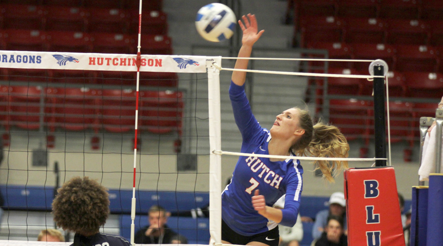 Eden Hiebert had a match-high 11 kills in a 3-0 Blue Dragon victory over Independence on Wednesday at the Sports Arena. (Bre Rogers/Blue Dragon Sports Information)