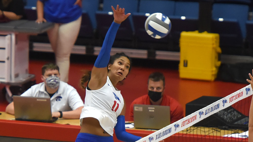 Blondie Penaflor had 14 kills on .435 hitting to lead the Blue Dragon volleyball team to a 3-1 victory over the Ottawa JV on Monday at the Sports Arena. (Sammi Carpenter/Blue Dragon Sports Information).