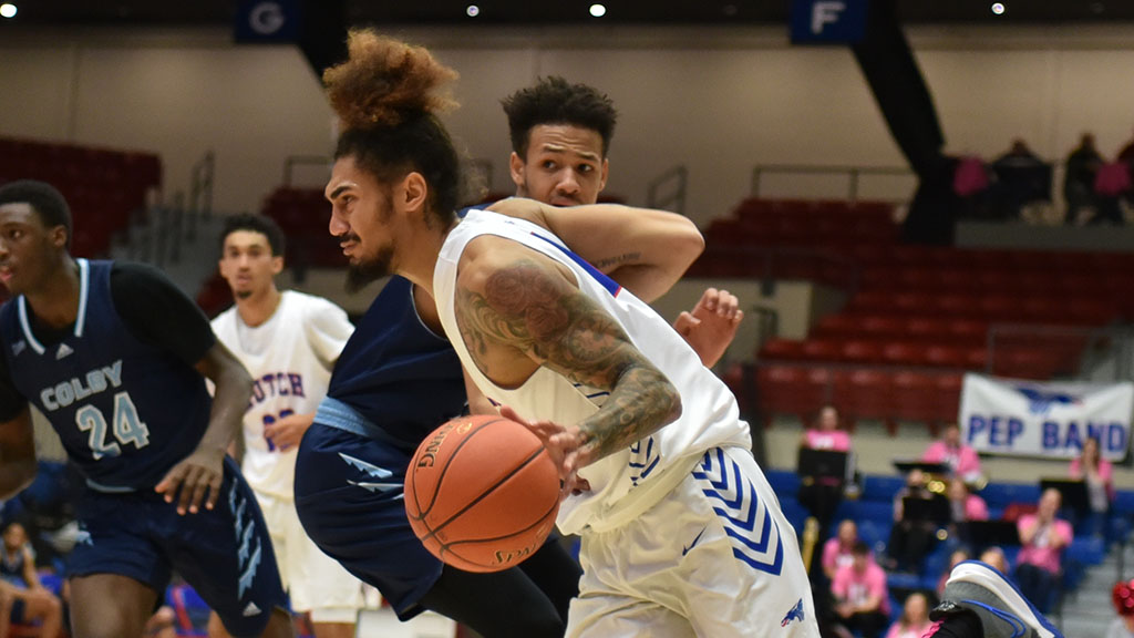Nate Goodlow tied a career-high with 19 points in Hutchinson's 92-89 KJCCC road victory at Northwest Tech on Monday in Goodland. (Sammi Carpenter/Blue Dragon Sports Information)