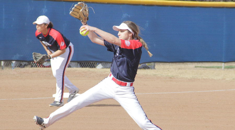 Sophomore pitcher D.J. Cannon wins her 20th career game in Hutchinson's 6-1 win in the first game of a doubleheader sweep Wednesday at Barton. (Photo courtesy Barton SID Todd Moore)