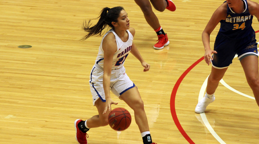 Milan Schimmel had a game-high 19 points as No. 13 Hutchinson defeated the Bethany College JV 107-32 on Thursday at the Sports Arena (Bre Johnson/Blue Dragon Sports Information)
