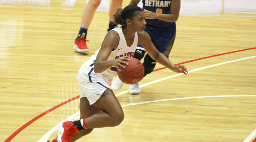 Dejanae Roebuck scores a season-high 22 points to lead the No. 13 Blue Dragon women to an 88-65 win over Murray State on Friday in Great Bend. 