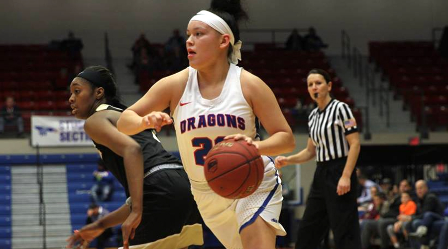 Makayla Vannnett hit four 3-pointers and led the No. 4 Blue Dragons with 15 points in Hutchinson's 65-35 victory at Dodge City on Wednesday. (Bre Rogers/Blue Dragon Sports Information)