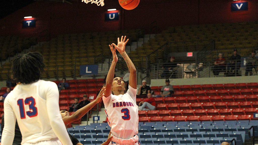 Journey Armstead had 14 points, five rebounds and five assists to lead the Blue Dragon women's basketball team to an 87-56 BSN Sports Tip-Off Classic win over Eastern Oklahoma State on Friday at the Sports Arena. (McKenzie Franklin/Blue Dragon Sports Information)