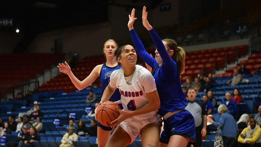 Hailey Jackson led a balanced scoring attack with 17 points in the No. 14-Blue Dragon 98-47 victory over Pratt on Saturday night at the Sports Arena. (McKenzie Franklin/Blue Dragon Sports Information)