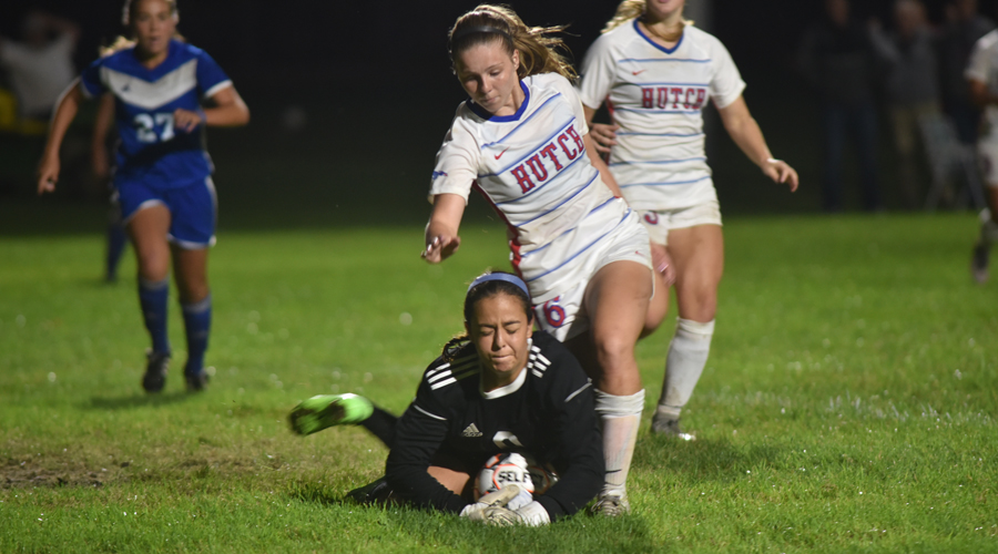 Brailey Moeder had a goal and an assist in Hutchinson's 3-3 draw with Barton on Saturday night at the Salthawk Sports Complex. (Casey Bailey/Blue Dragon Sports Information)