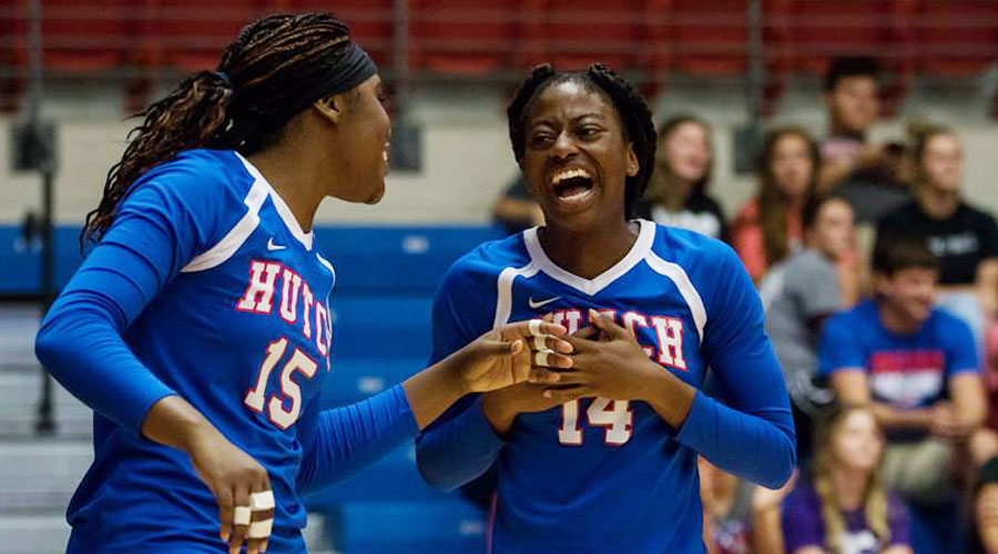 Tatyana Ndekew had eight kills and a career-high seven blcoks in the Blue Dragons' three-set victory at Cloud County on Friday. (Allie Schweizer/Blue Dragon Sports Information)
